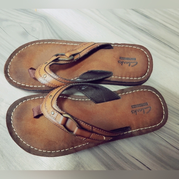 Clarks Collection Fenner Nerice Leather Strap Sandals Sz-6 - Picture 3 of 5